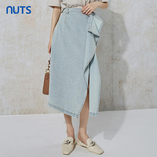 NUTS秋季新款时尚气质高腰直筒显瘦包臀水洗牛仔半裙231065080B 商品图3