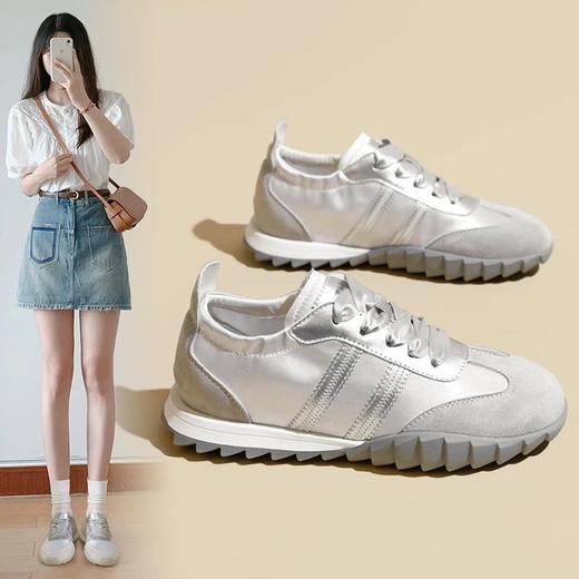 ZHR则则银色德训鞋女2024夏季新款软底老爹鞋透气防滑运动休闲鞋 商品图0