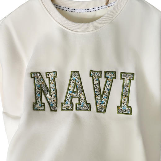 SZ2671春秋款圆领卫衣纯棉薄款不加绒女士碎花字母镶钻上衣宽松版型 商品图1