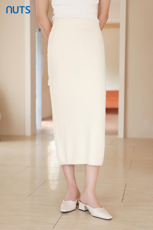 NUTS2023秋季新款纯色仙女a字气质半身裙女高腰显瘦长款4350606A1 商品图5