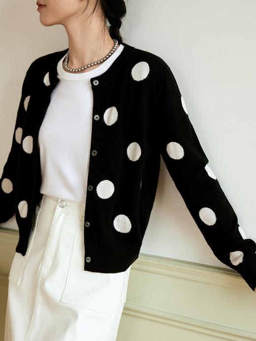 小个子必入经典波点提花羊毛开衫FCE3WSC033 商品图0