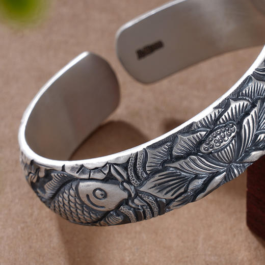 子佩集S999银【莲华倾影】手镯【JLSZ002】纯银手镯仿古2408 商品图5