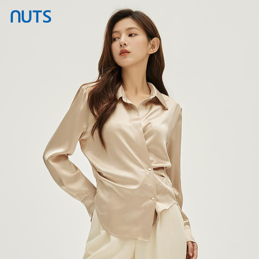 NUTS秋季新款时尚气质通勤风设计感收腰显瘦长袖衬衫女331011157 商品图1