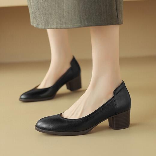 【预售5天】舒适圆头粗跟低跟鞋，柔软四季通勤单鞋NDXC&6861 商品图0