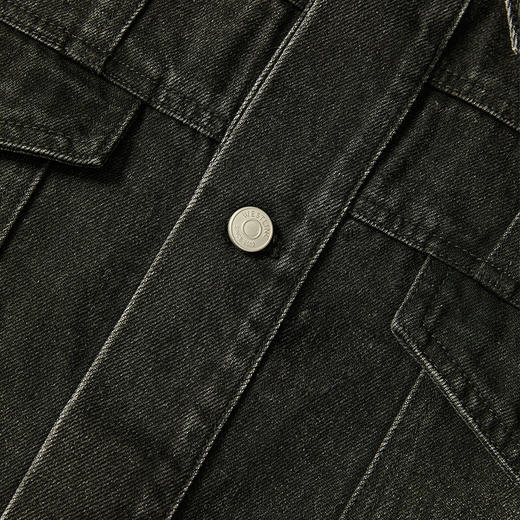 西遇黑色牛仔外套男新款新中式竹叶刺绣宽松版型夹克12945865 商品图2