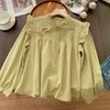 【法式褶皱系带立领长袖衬衫】春秋季 设计感小众宽松荷叶边娃娃衫上衣 商品缩略图2