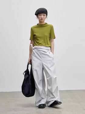 步履不停/4C18113C/小立领木耳边柔软内搭短袖T恤