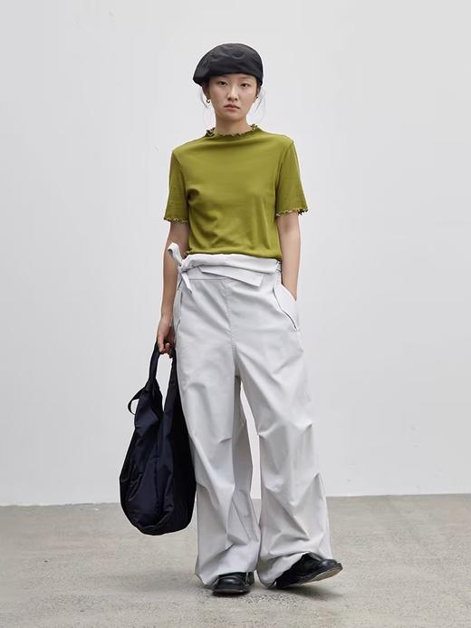 步履不停/4C18113C/小立领木耳边柔软内搭短袖T恤 商品图0