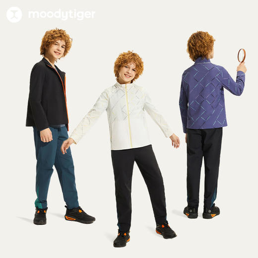 【24年秋新】moodytiger男童外套24秋新款拒水防风弹力长袖拉链户外运动衣43110401 商品图4
