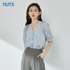 NUTS夏季新款简约气质圆领泡泡袖衬衫女429011367 商品缩略图0