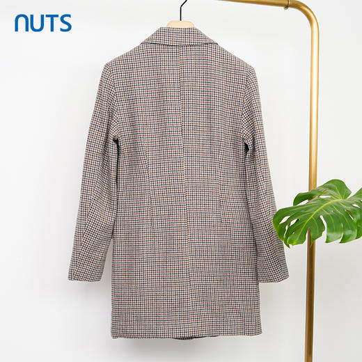 NUTS商场同款西装复古格子中长款外套女141048001B 商品图1