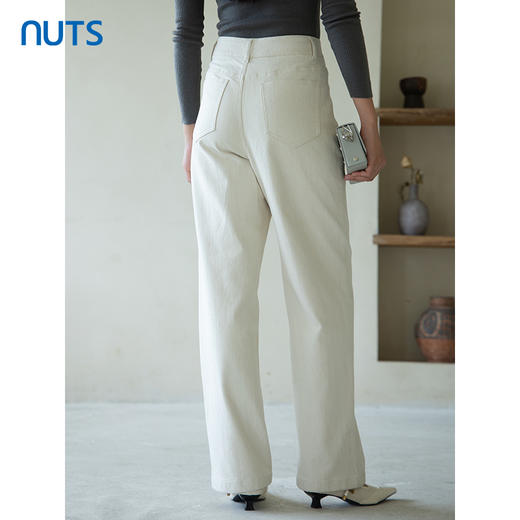 NUTS2023春秋季新款复古休闲直筒长裤女简约设计感宽松4340705A1 商品图4