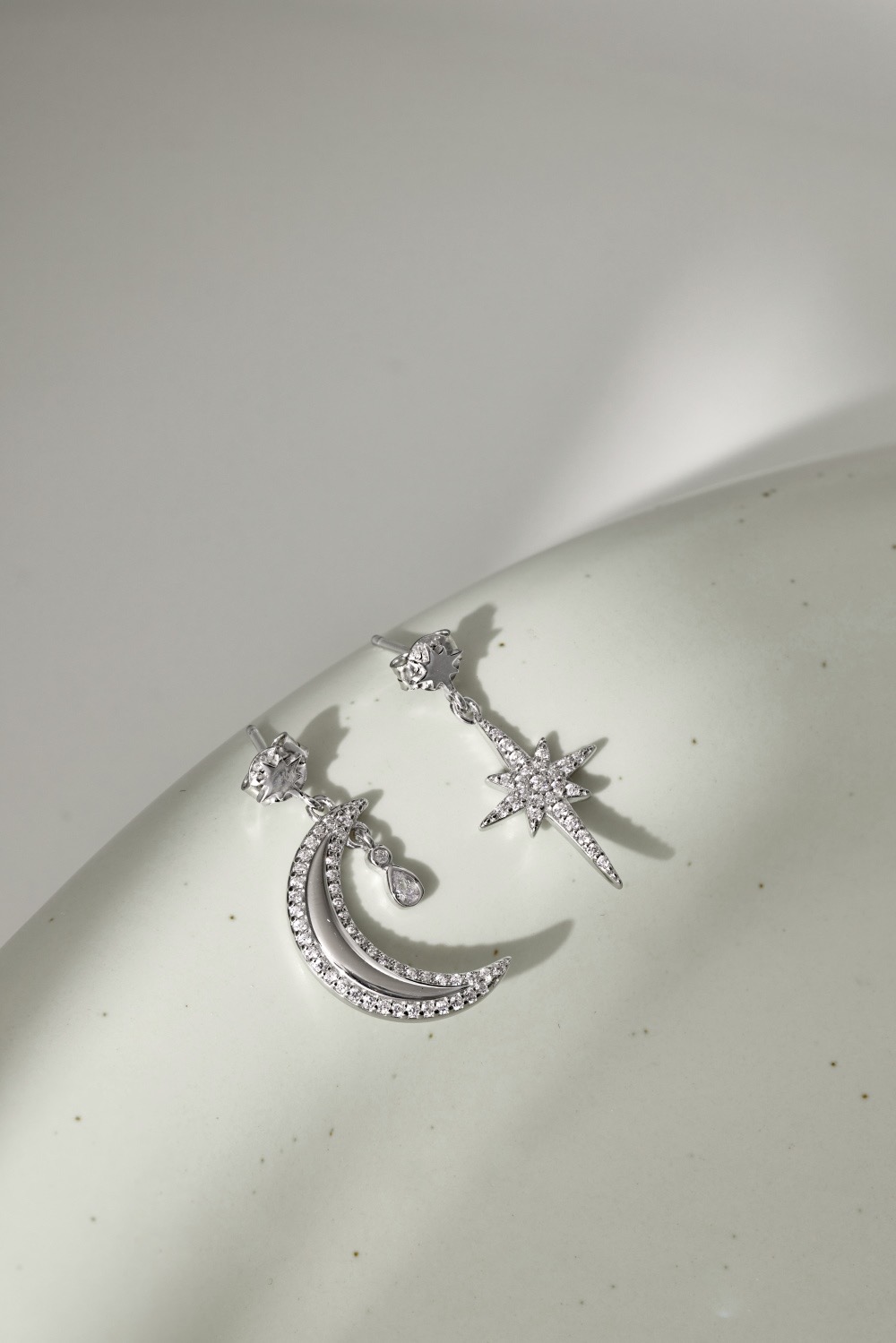 星落starfall系列 银s925 不对称AB耳环设计