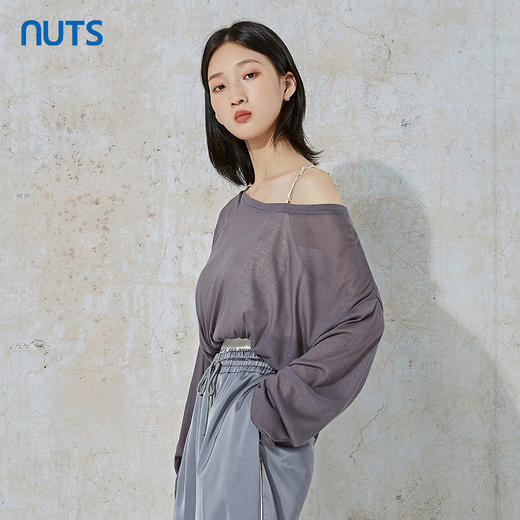 NUTS秋季新款气质通勤风宽松显瘦设计感长袖T恤231023093B 商品图2