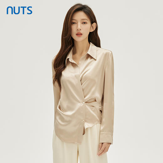 NUTS秋季新款时尚气质通勤风设计感收腰显瘦长袖衬衫女331011157 商品图0