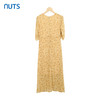 NUTS碎花连衣裙女夏季新款褶皱收腰显瘦V领气质裙子428103396 商品缩略图1