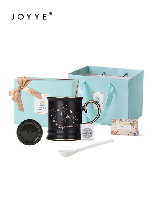 JOYYE星辰幻境-情侣十二星座咖啡杯高颜值水杯子男女陶瓷马克杯带盖勺礼盒 商品图3