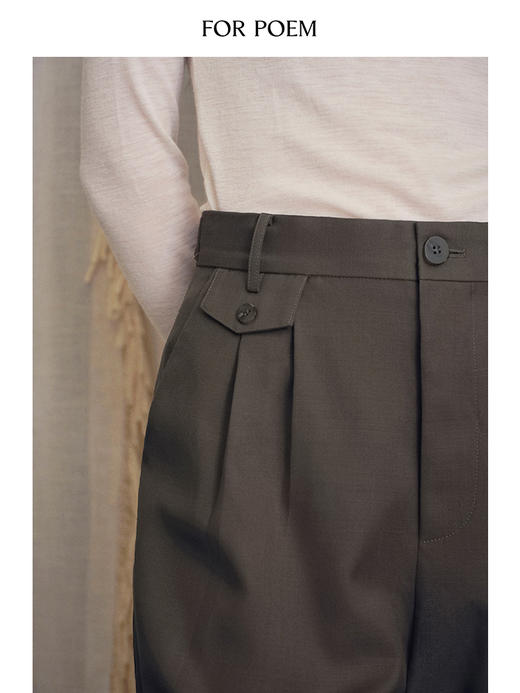 【ForPoem X SUKIxxxx联名系列】现货 经典口袋设计简约羊毛西裤长裤 商品图1