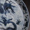 寒香慕古元明青花糯米釉缠枝灵芝海水龙纹盘（缺货） 商品缩略图2