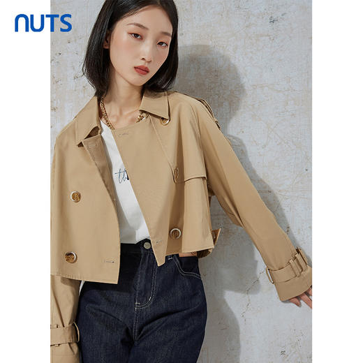 NUTS秋季新款气质街头风休闲百搭宽松显瘦短款风衣外套231047047B 商品图4