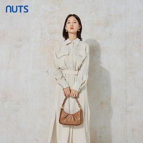NUTS春秋季新款通勤风气质修身收腰显瘦长袖衬衫连衣裙女231103027B