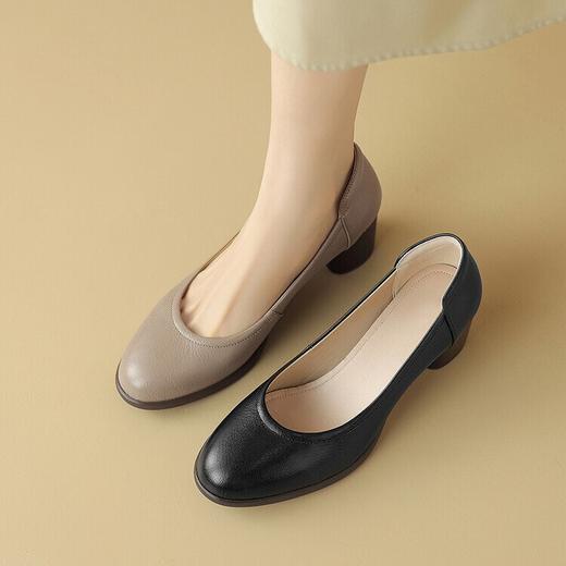 【预售5天】舒适圆头粗跟低跟鞋，柔软四季通勤单鞋NDXC&6861 商品图2