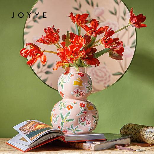 JOYYE瑞兽纳福-故宫文化新中式陶瓷葫芦花器客厅插花摆件高档送礼花瓶礼盒 商品图3