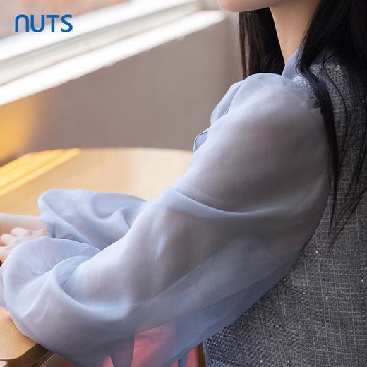 NUTS秋季新款小香风丝带气质拼接短款连衣裙假两件女4331004A1 商品图4