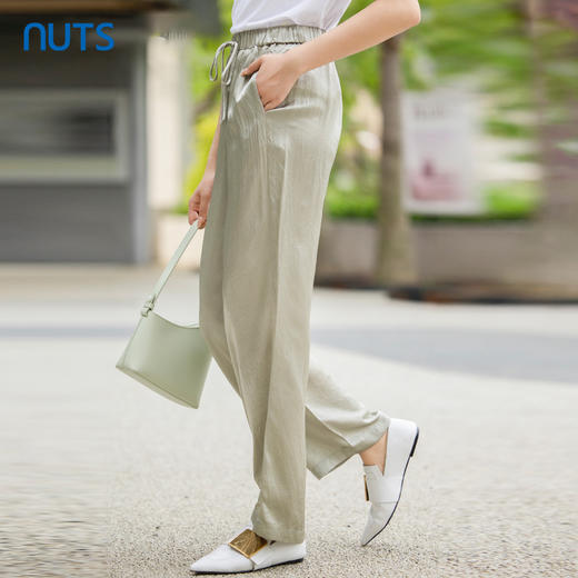 NUTS夏款时尚百搭休闲高腰直筒长裤休闲裤女425071002 商品图2