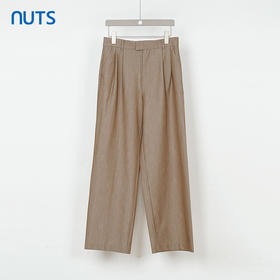 NUTS秋季新款咖色高腰通勤宽松直筒长款休闲裤西装裤女333071168