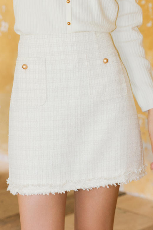 NUTS秋季新款小香风粗花呢高腰A字半身裙女4320601A1 商品图5