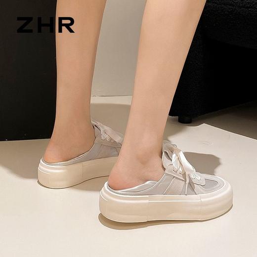 ZHR则则透气德训鞋女厚底小白鞋女拼接系带休闲板鞋子女2024新款 商品图6