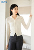 NUTS秋季新款白色简约韩系气质翻领拉链长袖针织开衫女4330509A1 商品缩略图5