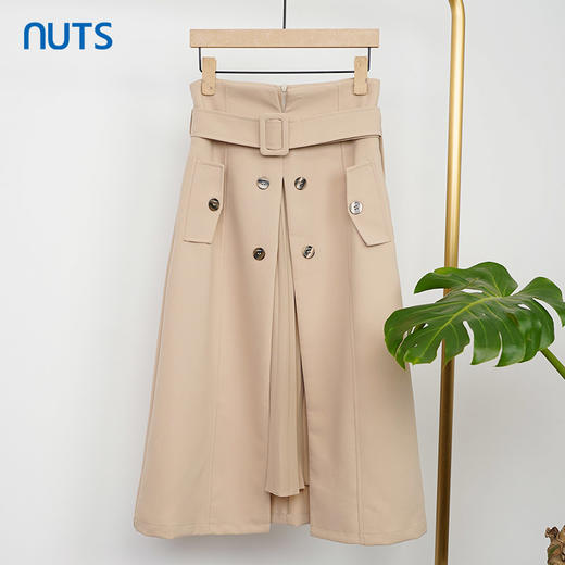 NUTS商场同款高腰附腰带侧开叉包臀半身裙131063034 商品图0