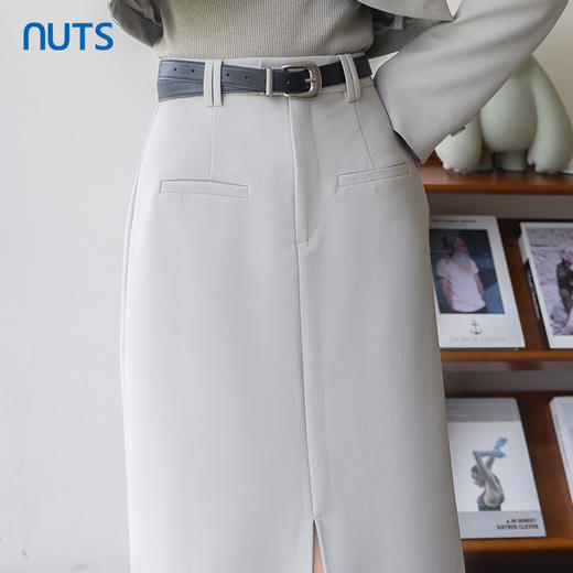 NUTS2023秋季新款西装半身裙高腰显瘦包臀开叉长裙女4340602A1 商品图3