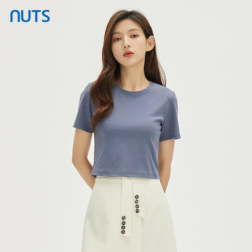 NUTS秋季新款时尚气质简约高级感修身显瘦短袖T恤女332021232 商品图2