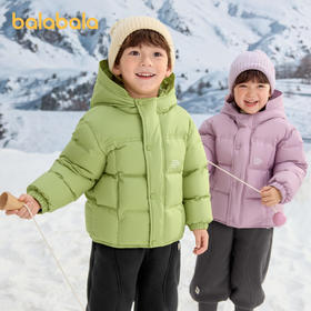 【巴拉巴拉童装 品牌直供】儿童羽绒服新男童外套女童冬季连帽宝宝大童小童 科学分配充绒不臃肿，连帽设计与松紧袖口双重防风
