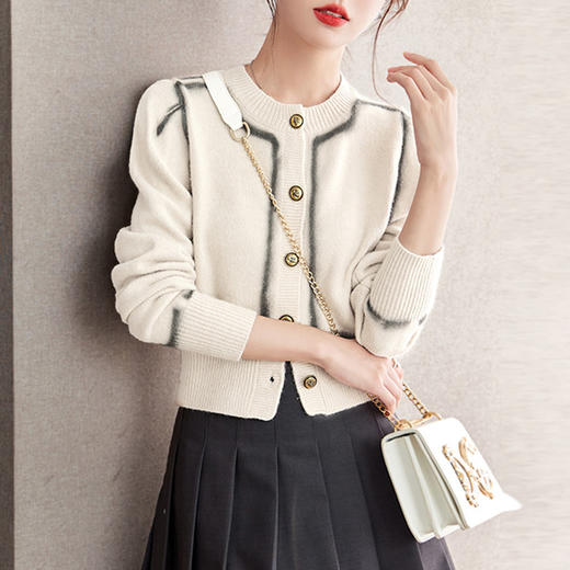 雀说法式长袖软糯针织开衫女装新款设计感小众毛衣外套AL37163 商品图2