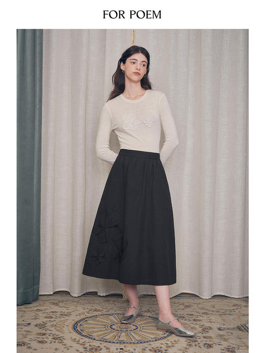 ForPoem 现货 24/FW原创设计正反两穿立体花装饰长裙半身裙伞裙 商品图2