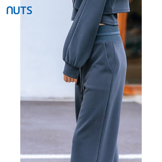 NUTS秋季新款简约运动直筒宽松高腰系带长款休闲裤4330703A1 商品图1