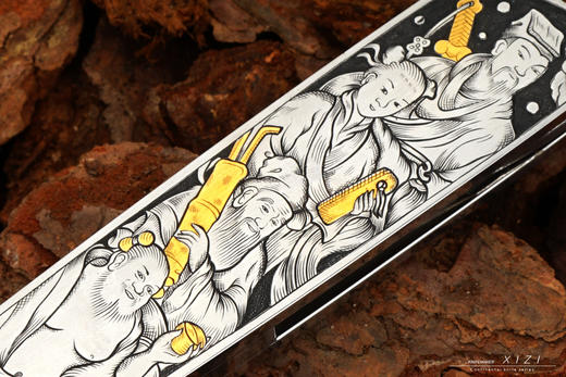 三希堂  现代刀系列  八仙过海黄金小折  未开刃 商品图9