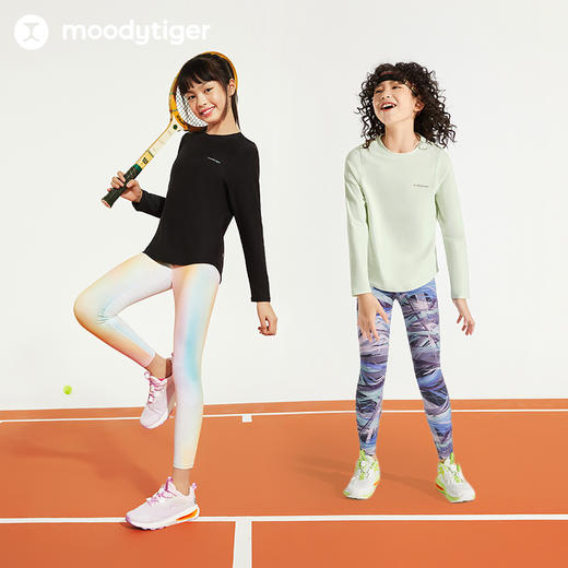 【24年秋新】【网球系列】moodytiger24秋新女童长袖T恤弹力拼接透气运动长袖43210103 商品图4