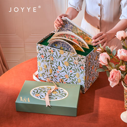 JOYYE威廉·莫里斯-浮雕复古欧式西餐盘陶瓷鱼盘套装乔迁礼物盒创意菜盘 商品图1