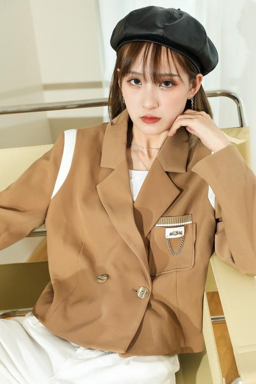 amadella 学院风拼色短款西装外套 13474 商品图0
