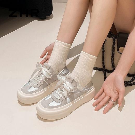 ZHR则则透气德训鞋女厚底小白鞋女拼接系带休闲板鞋子女2024新款 商品图8