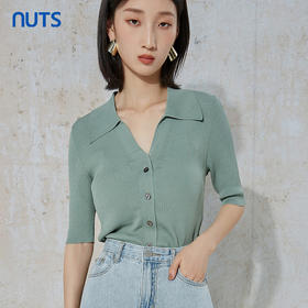 NUTS秋季新款气质通勤风修身显瘦毛织针织开衫短外套女231053072B