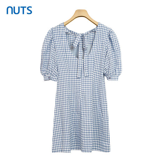 NUTS夏季新款时尚宽松泡泡袖格子连衣裙女221101272 商品图1