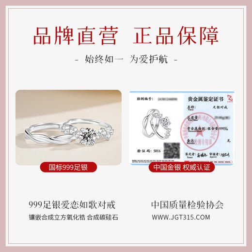 Winy999足银爱恋如歌对戒送女友闺蜜节日生日礼物 商品图6