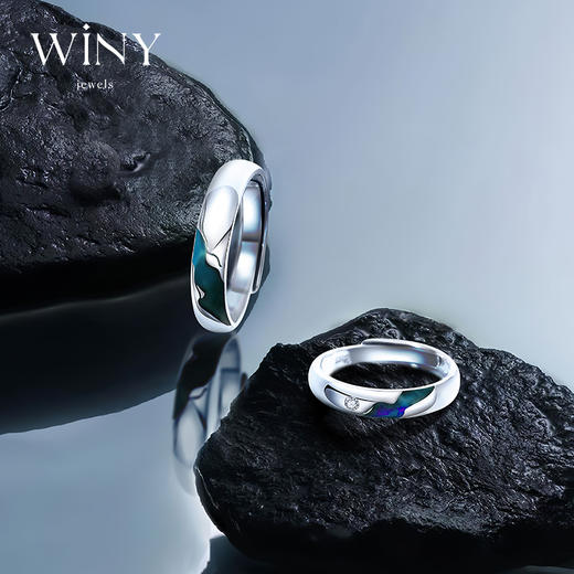 Winy999足银碧水青山对戒送女友闺蜜节日生日礼物 商品图0