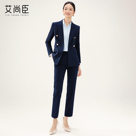 藏青色西装套装女2024新款酒店经理珠宝店前台工装职业气质工作服 商品图0